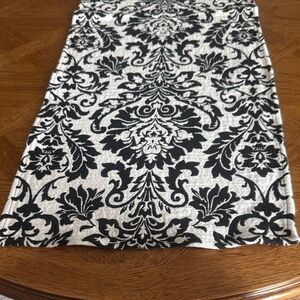 Elegant Black and White Damask Table Runner Reversible.
